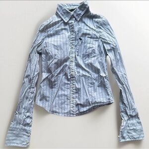 Abercrombie Y2K Striped Fitted Button Down M Preppy flare cuff sleeve vintage